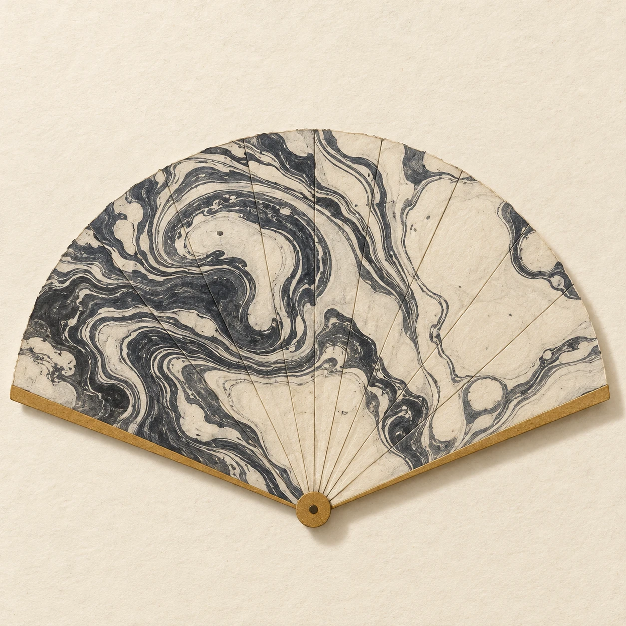One Folding Fan · Marbled-Paper Collage