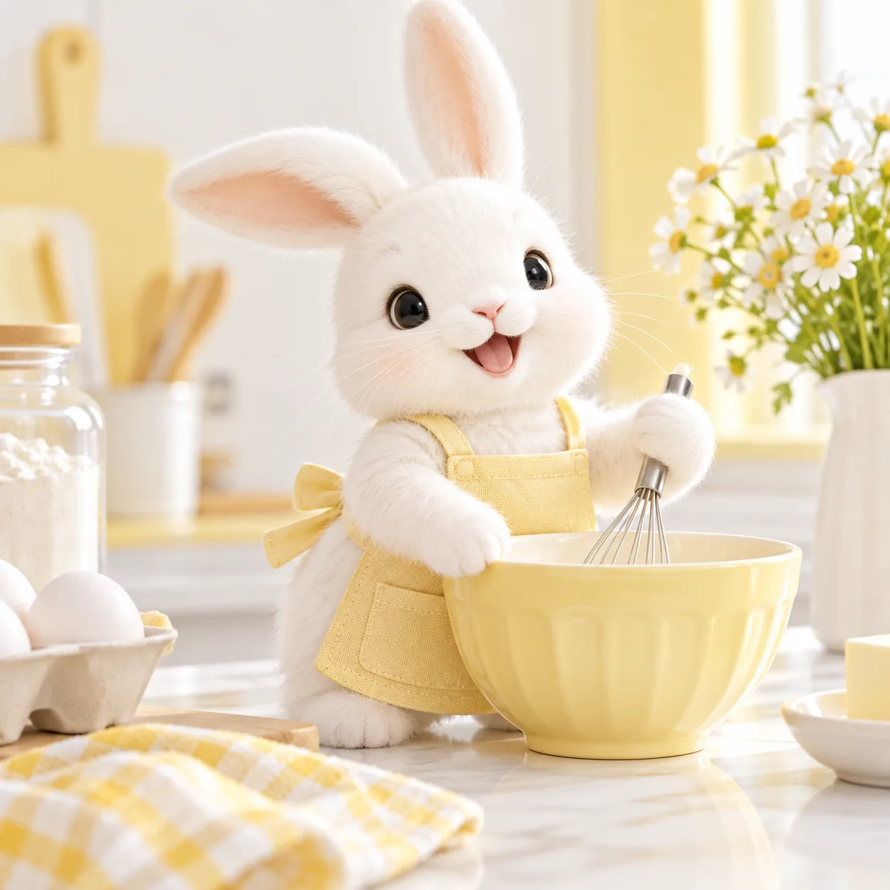 Rabbit character study · High-key editorial