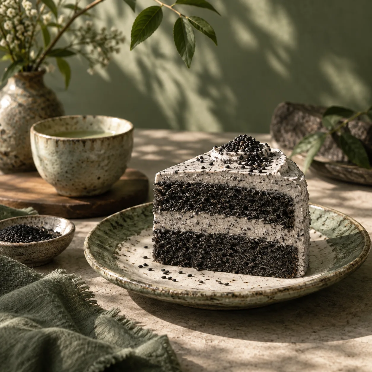 Black sesame dessert study · Forest shadows