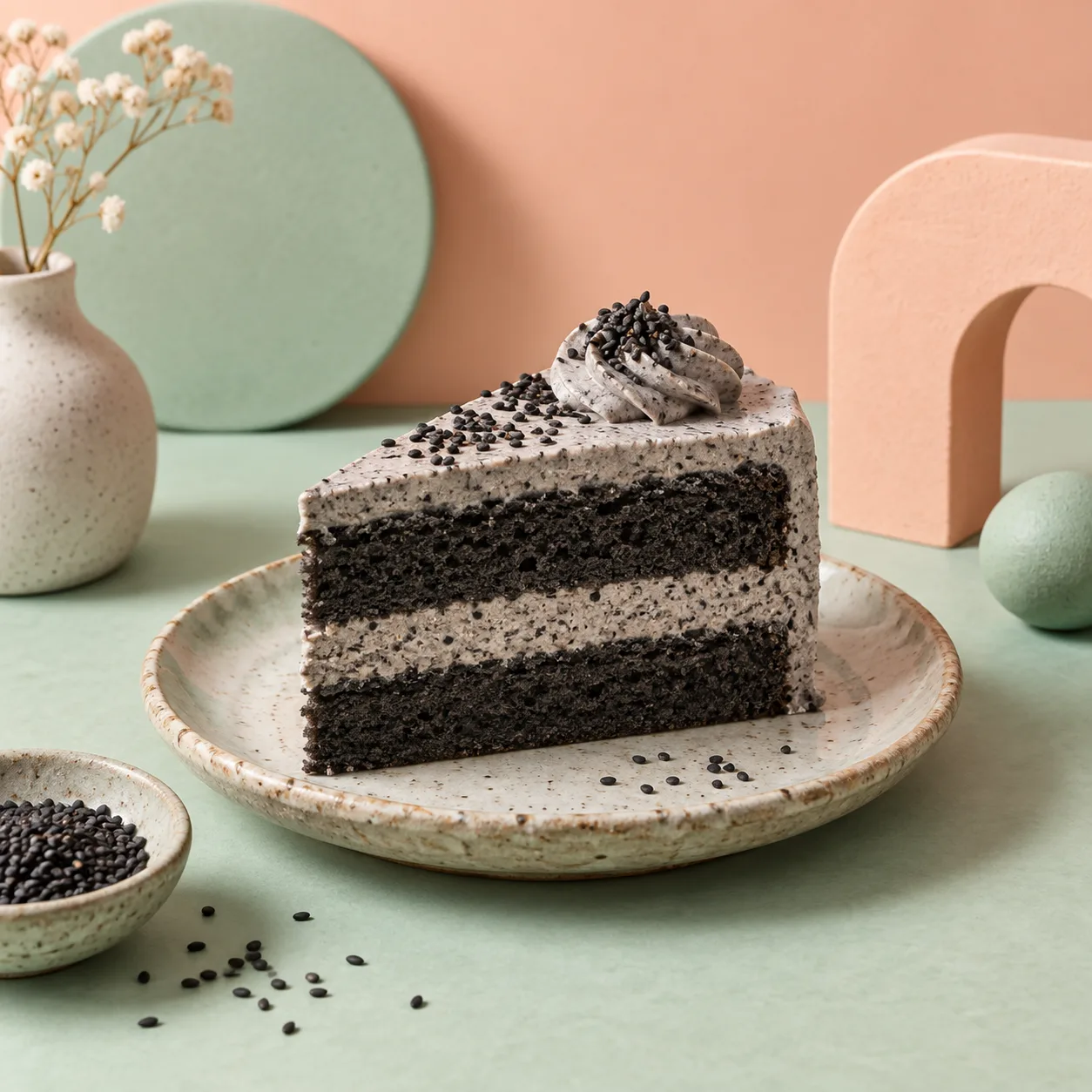 Black sesame dessert study · Pastel minimal