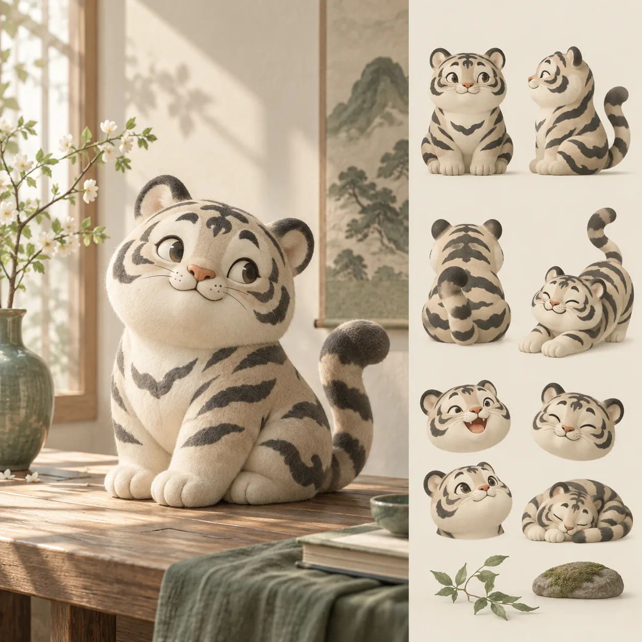 Tiger mascot study · Morning by the window