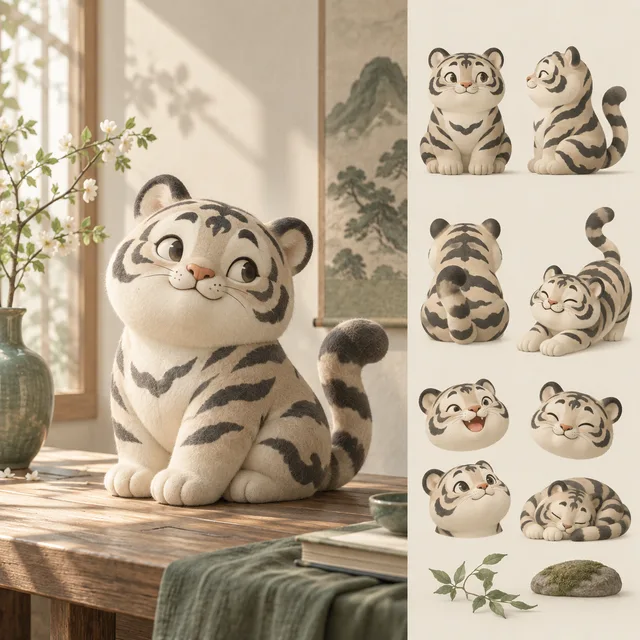 Tiger mascot study · Morning by the window