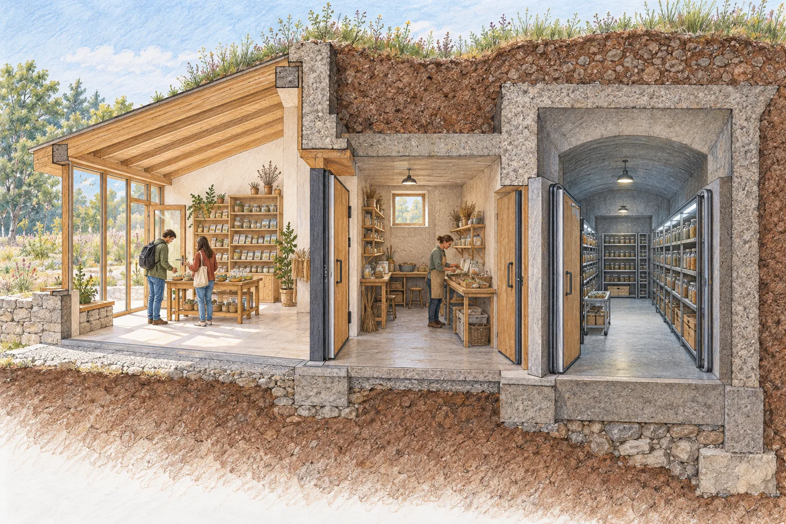 Civic Seed Vault · Thermal Mass Zoning