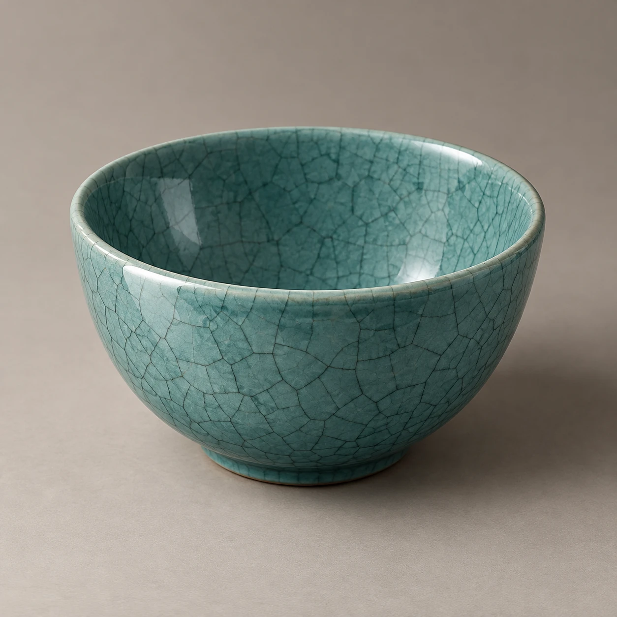 Teal Ceramic Bowl · Crackle Glaze
