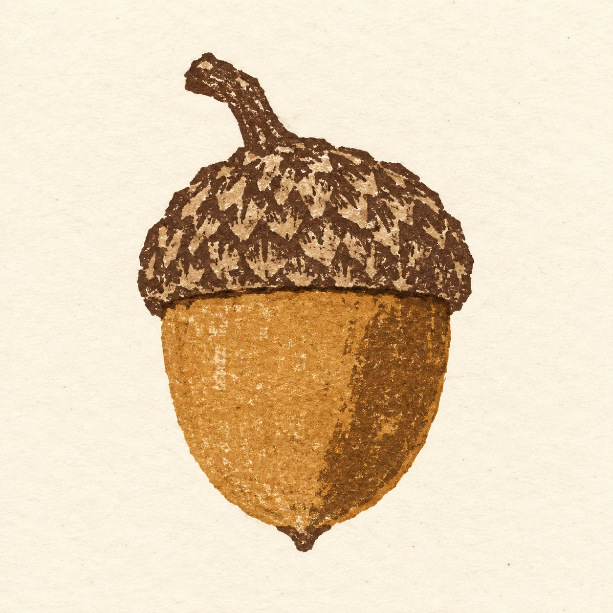 One Acorn · Cardboard Collagraph