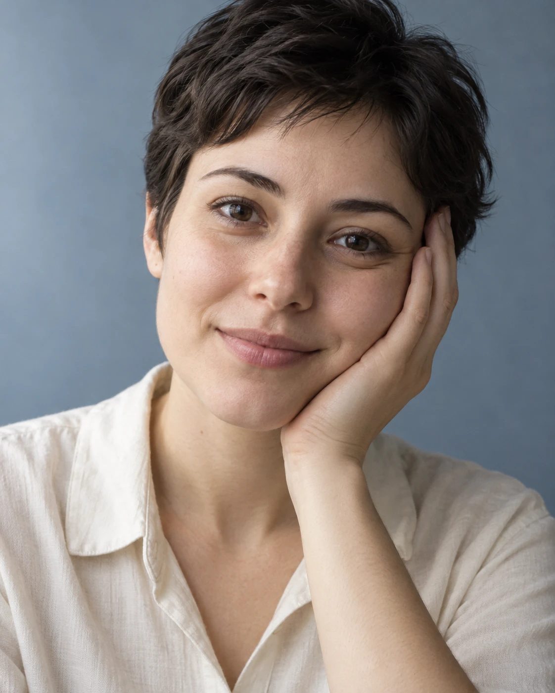 Adult Resting a Cheek on a Palm · Contact Compression