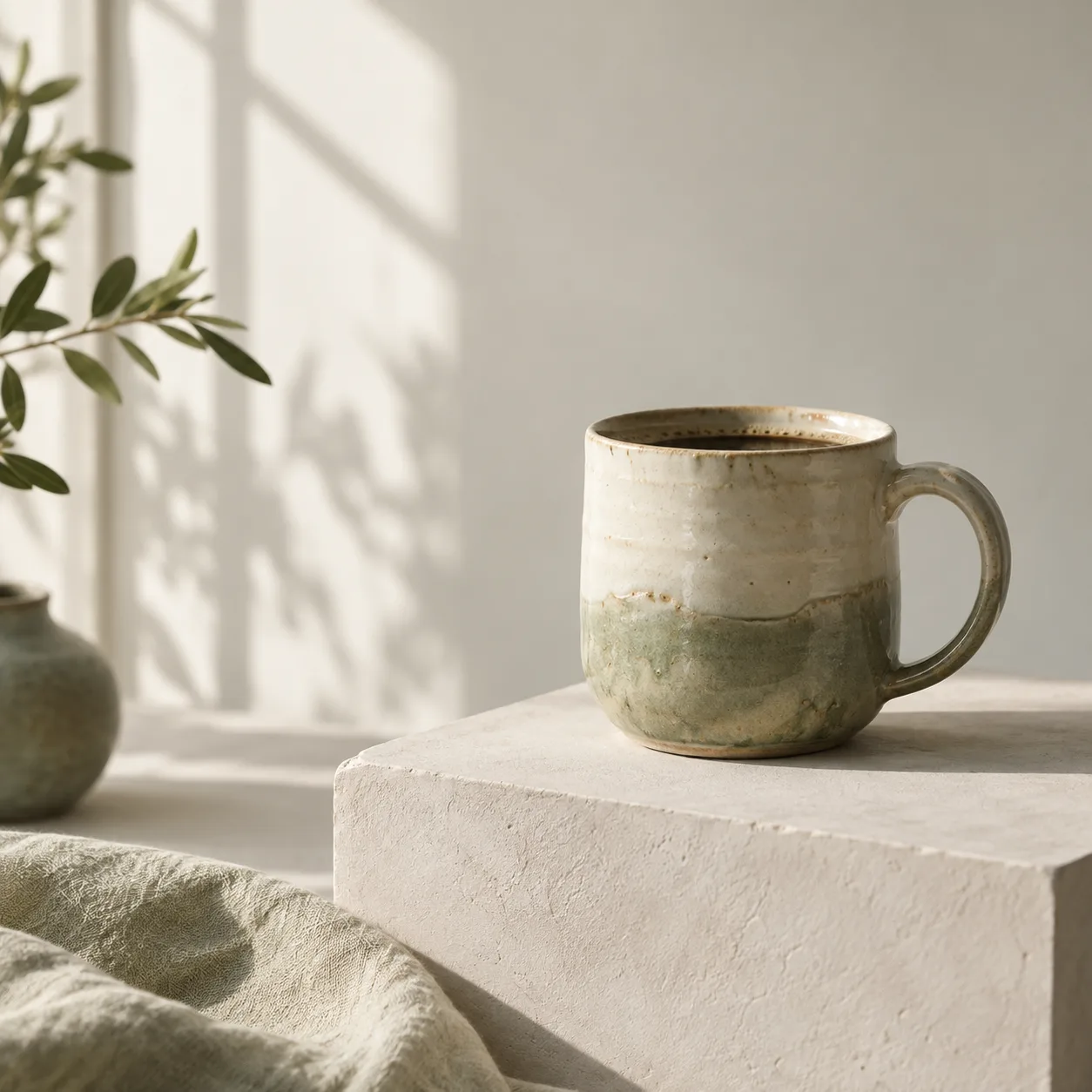 Ceramic cup product study · Morning by the window