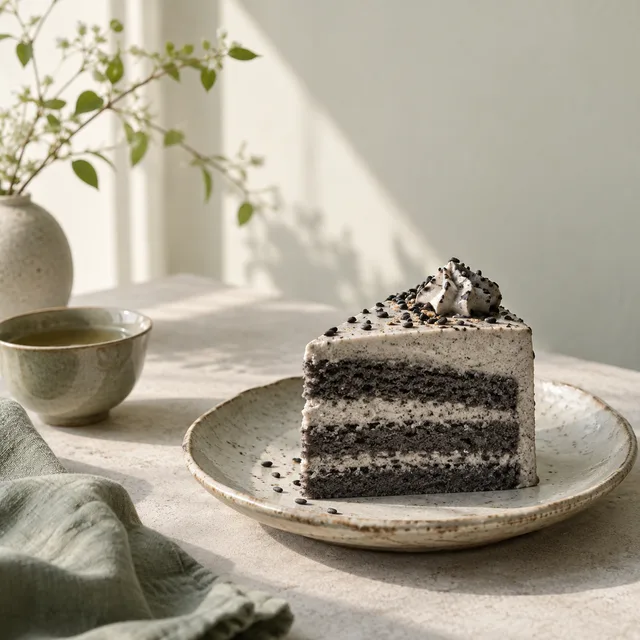 Black sesame dessert study · Morning by the window