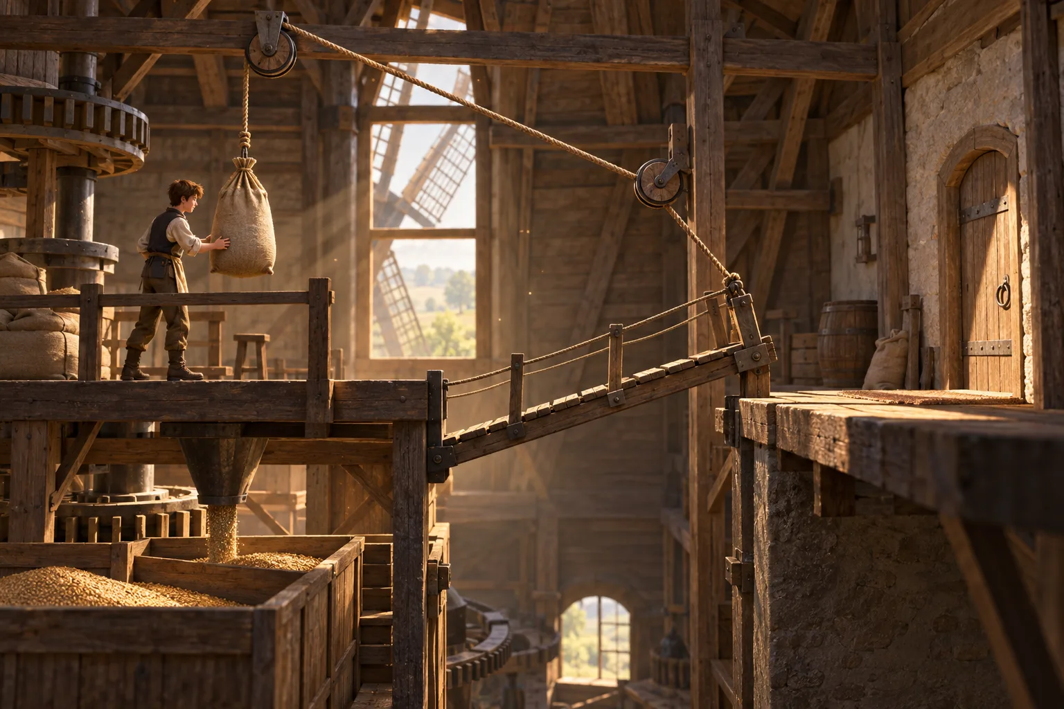 Windmill Grain Lift · Cause-and-Effect Puzzle Illustration