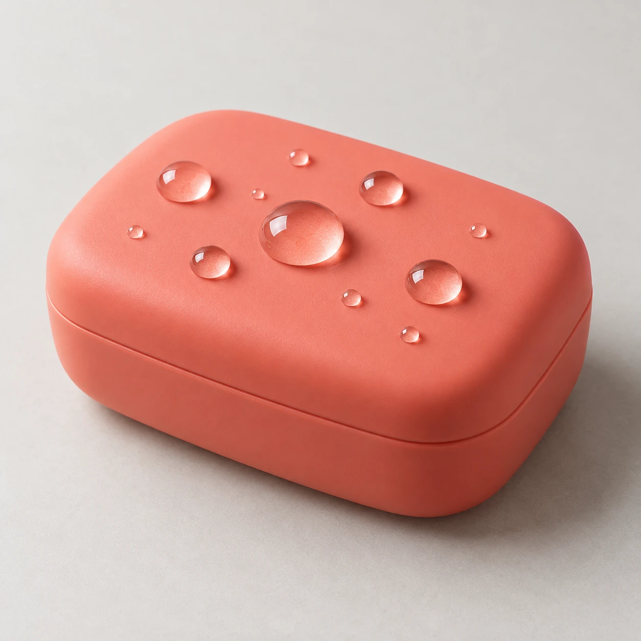 Coral Silicone Soap Case · Water Beading