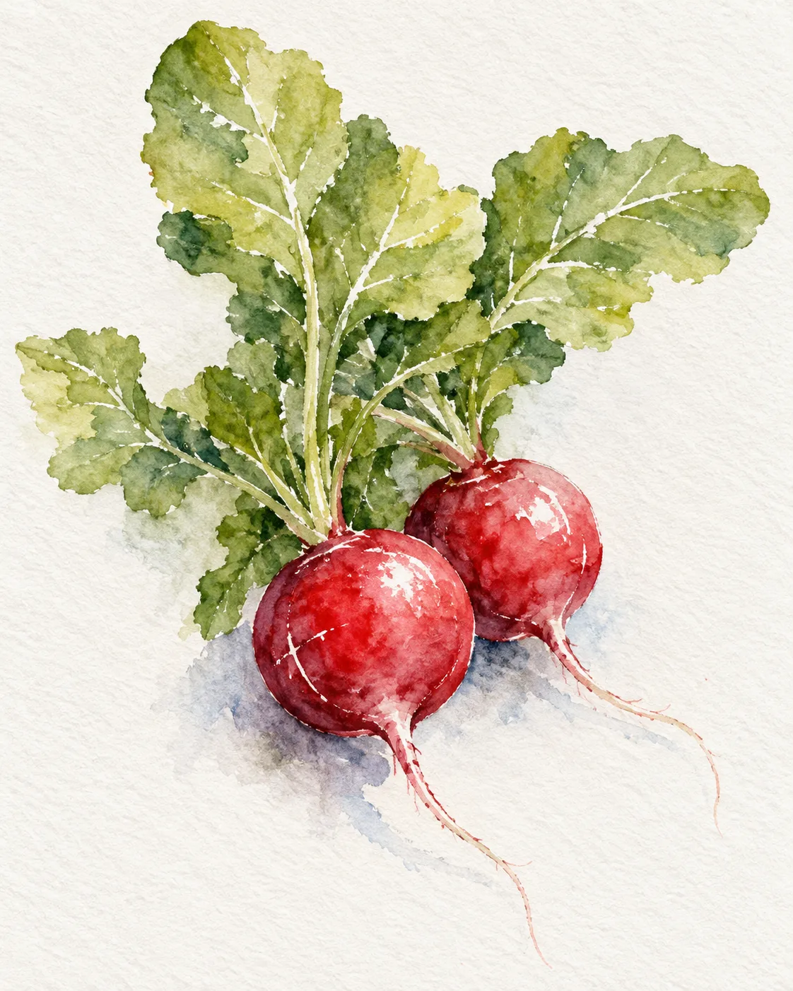Two Radishes · Wax-Resist Watercolor