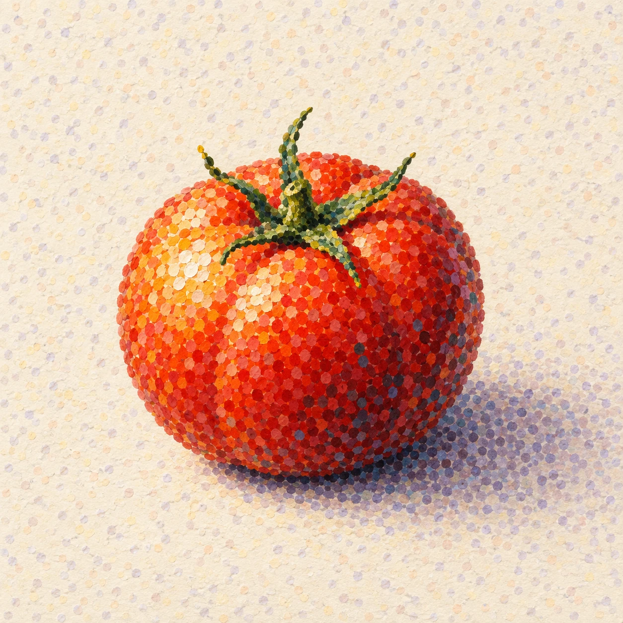 One Tomato · Pointillist Optical Color Mixing
