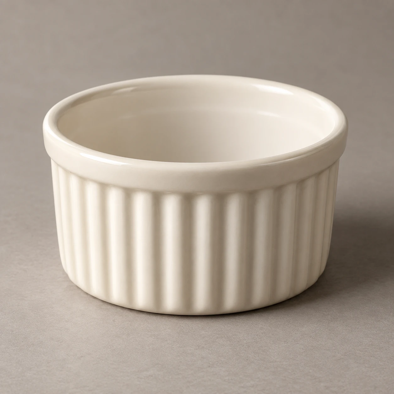 Ivory Ramekin · Fluted Relief Shading