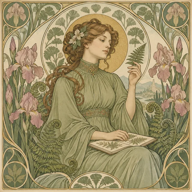 Art Nouveau botanist panel