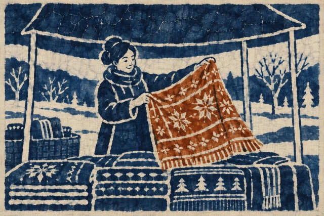 겨울 직물 가게 · 바틱 방염 균열