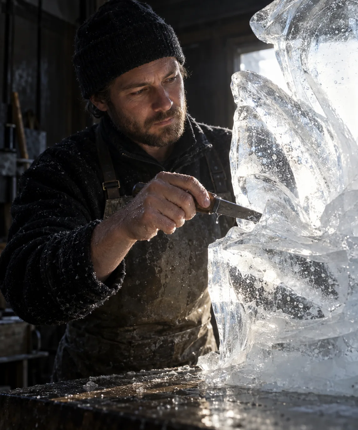 Ice Sculptor · Transmitted-Light Portrait
