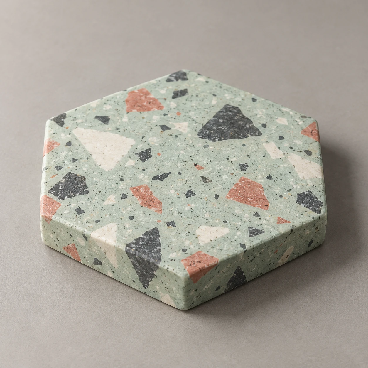 Mint Terrazzo Coaster · Edge-Clipped Chips