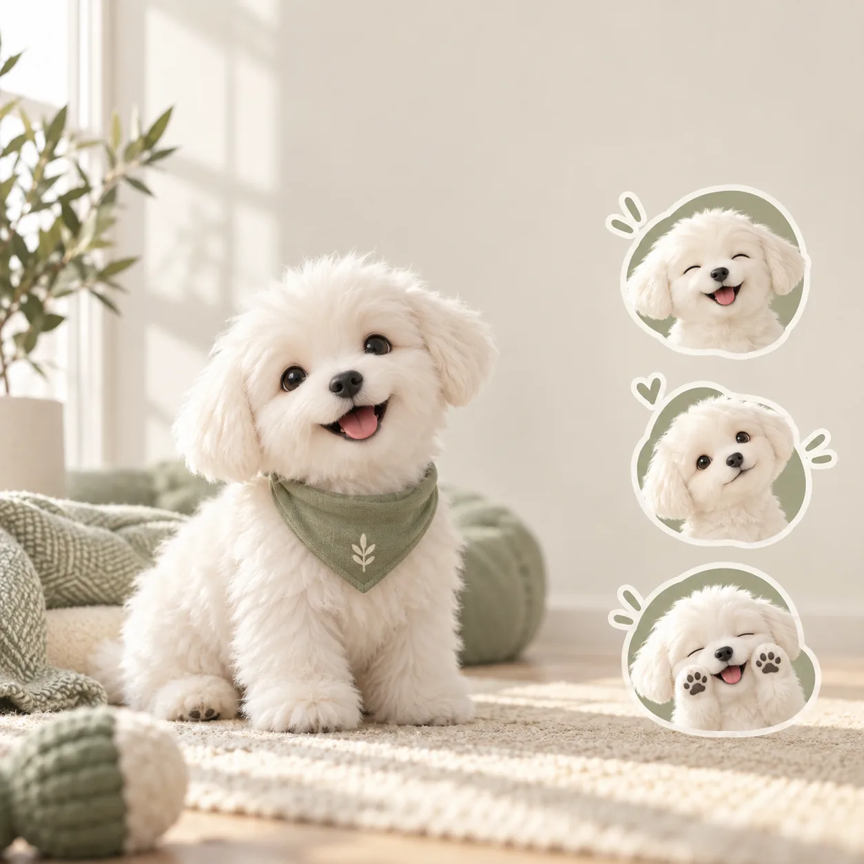 Puppy sticker character · Morning by the window