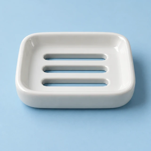 흰 도자기 비누 받침 · 배수구의 관통 깊이