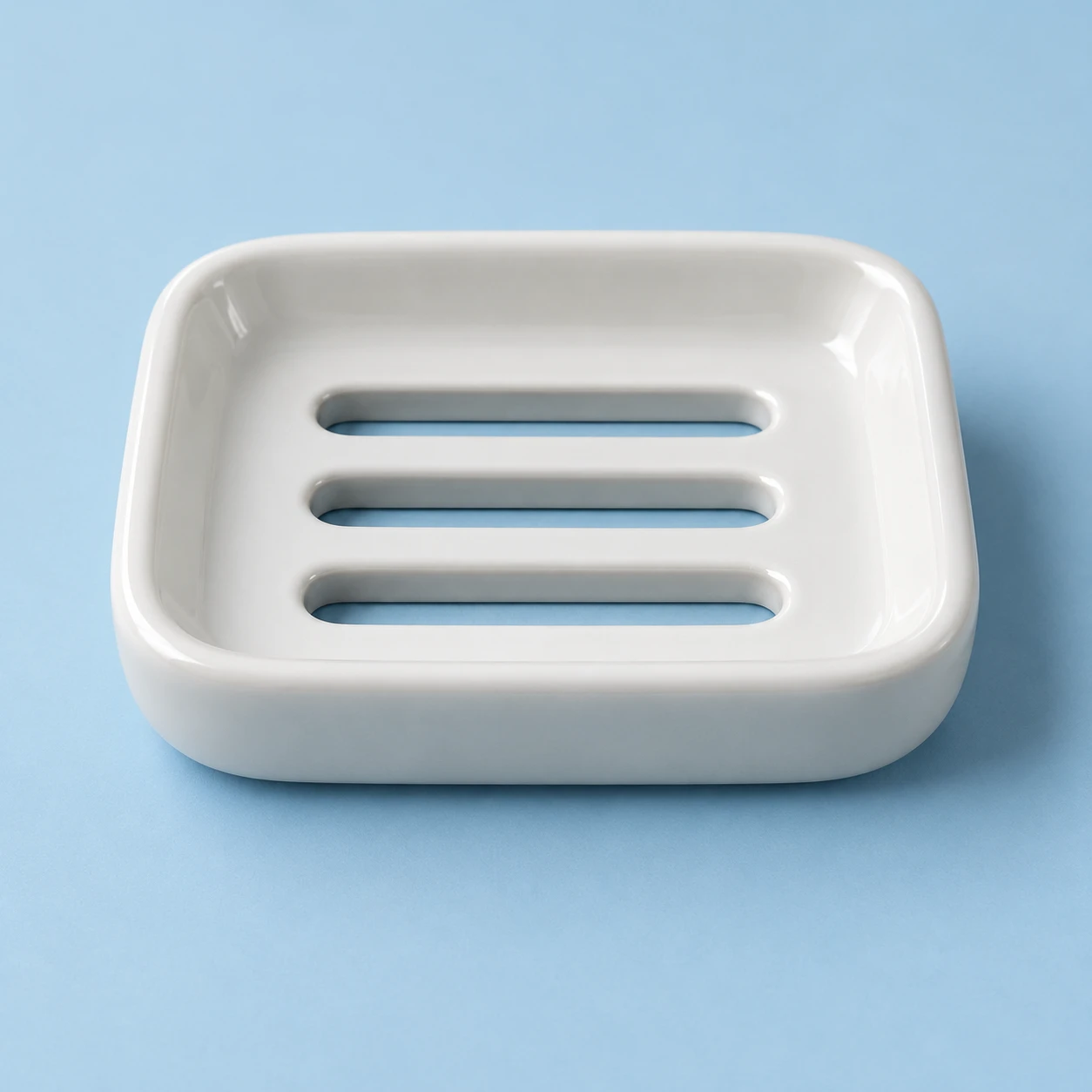 White Ceramic Soap Dish · Through-Slot Depth